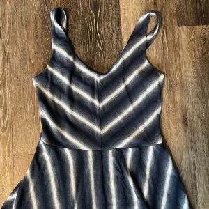 Navy Anthropologie Mitered Maxi Dress
